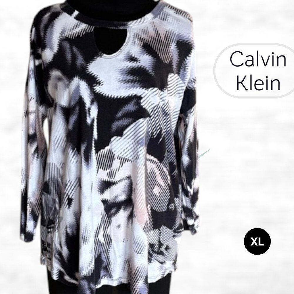 Calvin Klein Performance Blue and White Long Sleeve Top Medium